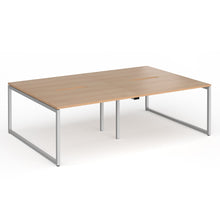 Load image into Gallery viewer, Connection 2400mm Box Frame Bench Desk in Beech Finish with Silver Legs
