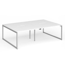 Load image into Gallery viewer, Connection 2400mm Box Frame Bench Desk in White Finish with Silver Legs
