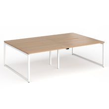 Load image into Gallery viewer, Connection 2400mm Box Frame Bench Desk in Beech Finish with White Legs
