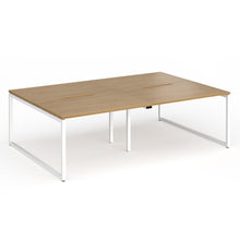 Load image into Gallery viewer, Connection 2400mm Box Frame Bench Desk in Oak Finish with White Legs
