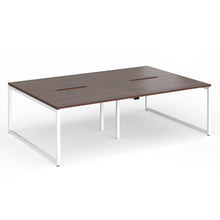 Load image into Gallery viewer, Connection 2400mm Box Frame Bench Desk in Walnut Finish with White Legs
