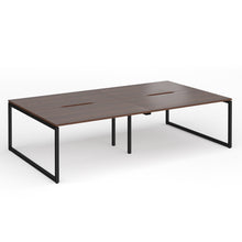 Load image into Gallery viewer, Connection 2800mm Box Frame Bench Desk in Walnut Finish with Black Legs

