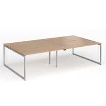 Load image into Gallery viewer, Connection 2800mm Box Frame Bench Desk in Beech Finish with Silver Legs
