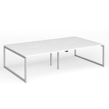 Load image into Gallery viewer, Connection 2800mm Box Frame Bench Desk in White Finish with Silver Legs
