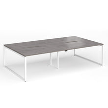Load image into Gallery viewer, Connection 2800mm Box Frame Bench Desk in Grey Oak Finish with White Legs
