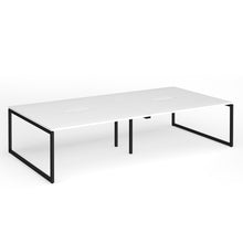 Load image into Gallery viewer, Connection 3200mm Box Frame Bench Desk in White Finish with Black Legs
