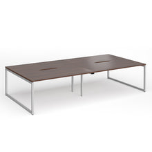 Load image into Gallery viewer, Connection 3200mm Box Frame Bench Desk in Walnut Finish with Silver Legs
