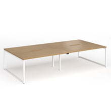 Load image into Gallery viewer, Connection 3200mm Box Frame Bench Desk in Oak Finish with White Legs
