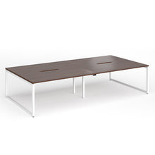 Load image into Gallery viewer, Connection 3200mm Box Frame Bench Desk in Walnut Finish with White Legs
