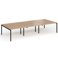 Load image into Gallery viewer, Connection 6 Person 3600mm Bench Desk In Beech Finish with Black Legs
