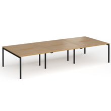 Load image into Gallery viewer, Connection 6 Person 3600mm Bench Desk In Oak Finish with Black Legs
