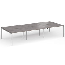 Load image into Gallery viewer, Connection 6 Person 3600mm Bench Desk In Grey Oak Finish with Silver Legs
