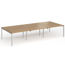 Load image into Gallery viewer, Connection 6 Person 3600mm Bench Desk In Oak Finish with Silver Legs
