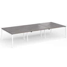 Load image into Gallery viewer, Connection 6 Person 3600mm Bench Desk In Grey Oak Finish with White Legs
