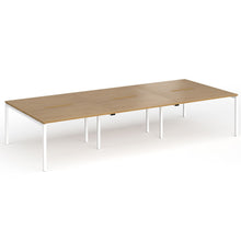 Load image into Gallery viewer, Connection 6 Person Bench Desk In Oak Finish with White Legs
