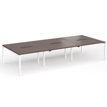 Load image into Gallery viewer, Connection 6 Person 3600mm Bench Desk In Walnut Finish with White Legs
