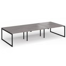 Load image into Gallery viewer, Connection 3600mm Box Frame Bench Desk in Grey Oak Finish with Black Legs
