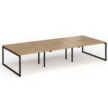 Load image into Gallery viewer, Connection 3600mm Box Frame Bench Desk in Oak Finish with Black Legs
