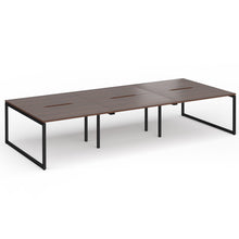 Load image into Gallery viewer, Connection 3600mm Box Frame Bench Desk in Walnut Finish with Black Legs
