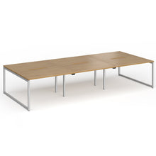 Load image into Gallery viewer, Connection 3600mm Box Frame Bench Desk in Oak Finish with Silver Legs
