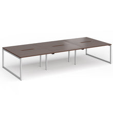 Load image into Gallery viewer, Connection 3600mm Box Frame Bench Desk in Walnut Finish with Silver Legs
