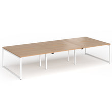 Load image into Gallery viewer, Connection 3600mm Box Frame Bench Desk in Beech Finish with White Legs
