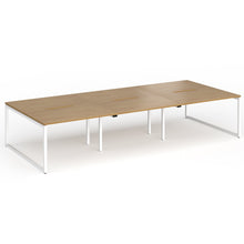 Load image into Gallery viewer, Connection 3600mm Box Frame Bench Desk in Oak Finish with White Legs
