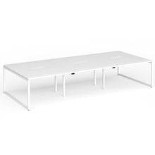 Load image into Gallery viewer, Connection 3600mm Box Frame Bench Desk in White Finish with White Legs
