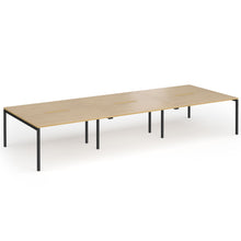 Load image into Gallery viewer, Connection 6 Person 4200mm Bench Desk In Oak Finish with Black Legs
