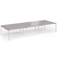 Load image into Gallery viewer, Connection 6 Person 4200mm Bench Desk In Grey Oak Finish with Silver Legs
