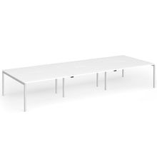 Load image into Gallery viewer, Connection 6 Person 4200mm Bench Desk In White Finish with Silver Legs
