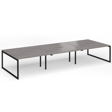 Load image into Gallery viewer, Connection 4200mm Box Frame Bench Desk in Grey Oak Finish with Black Legs
