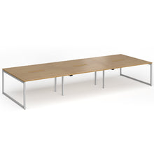 Load image into Gallery viewer, Connection 4200mm Box Frame Bench Desk in Oak Finish with Silver Legs
