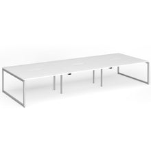 Load image into Gallery viewer, Connection 4200mm Box Frame Bench Desk in White Finish with Silver Legs
