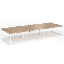 Load image into Gallery viewer, Connection 4200mm Box Frame Bench Desk in Beech Finish with White Legs
