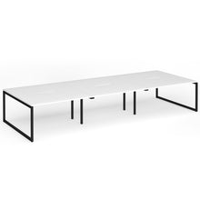 Load image into Gallery viewer, Connection 4200mm Box Frame Bench Desk in White Finish with Black Legs
