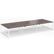 Load image into Gallery viewer, Connection 4200mm Box Frame Bench Desk in Walnut Finish with White Legs
