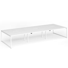 Load image into Gallery viewer, Connection 4200mm Box Frame Bench Desk in White Finish with White Legs
