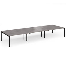 Load image into Gallery viewer, Connection 6 Person 4800mm Bench Desk In Grey Oak Finish with Black Legs
