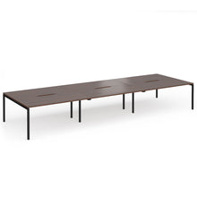 Load image into Gallery viewer, Connection 6 Person 4800mm Bench Desk In Walnut Finish with Black Legs
