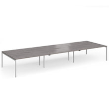 Load image into Gallery viewer, Connection 6 Person 4800mm Bench Desk In Grey Oak Finish with Silver Legs
