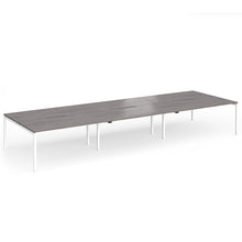 Load image into Gallery viewer, Connection 6 Person 4800mm Bench Desk In Grey Oak Finish with White Legs
