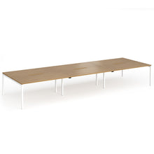 Load image into Gallery viewer, Connection 6 Person 4800mm Bench Desk In Oak Finish with White Legs
