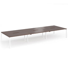 Load image into Gallery viewer, Connection 6 Person 4800mm Bench Desk In Walnut Finish with White Legs
