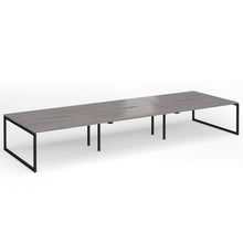 Load image into Gallery viewer, Connection 4800mm Box Frame Bench Desk in Grey Oak Finish with Black Legs
