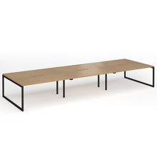 Load image into Gallery viewer, Connection 4800mm Box Frame Bench Desk in Oak Finish with Black Legs
