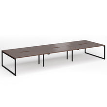 Load image into Gallery viewer, Connection 4800mm Box Frame Bench Desk in Walnut Finish with Black Legs
