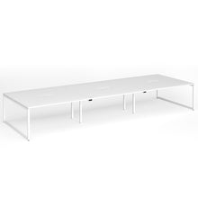 Load image into Gallery viewer, Connection 4800mm Box Frame Bench Desk in White Finish with White Legs
