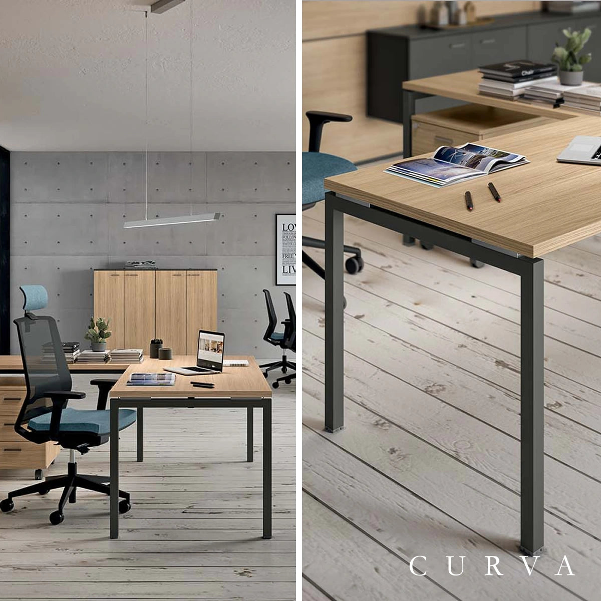 Curva Corner Desk With Drawers | Fenstone