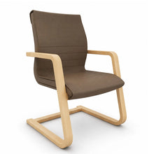 Load image into Gallery viewer, Curva Home Office Chair Without Wheels in Hazel Brown Fabric with Beech Base
